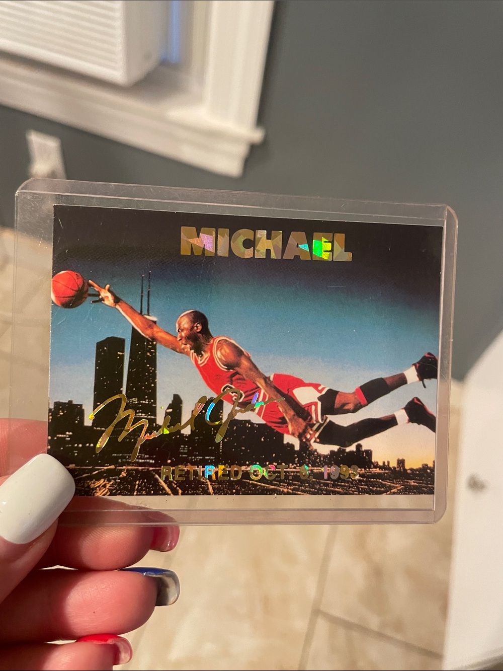 Michael Jordan Holographic Basketball Card - Red/Black